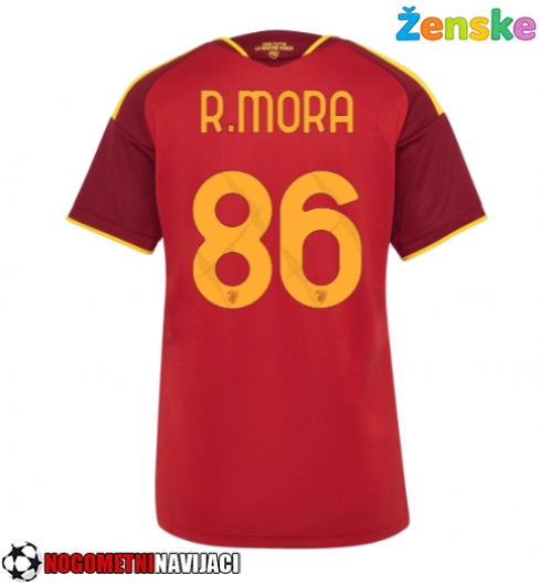 Ženske Nogometnih dresov AS Roma Rodrigo Mora #86 Domači 2026-27 Kratki rokavi Ženske Nogometnih dresov AS Roma Rodrigo Mora #86 Domači 2026-27 Kratki rokavi